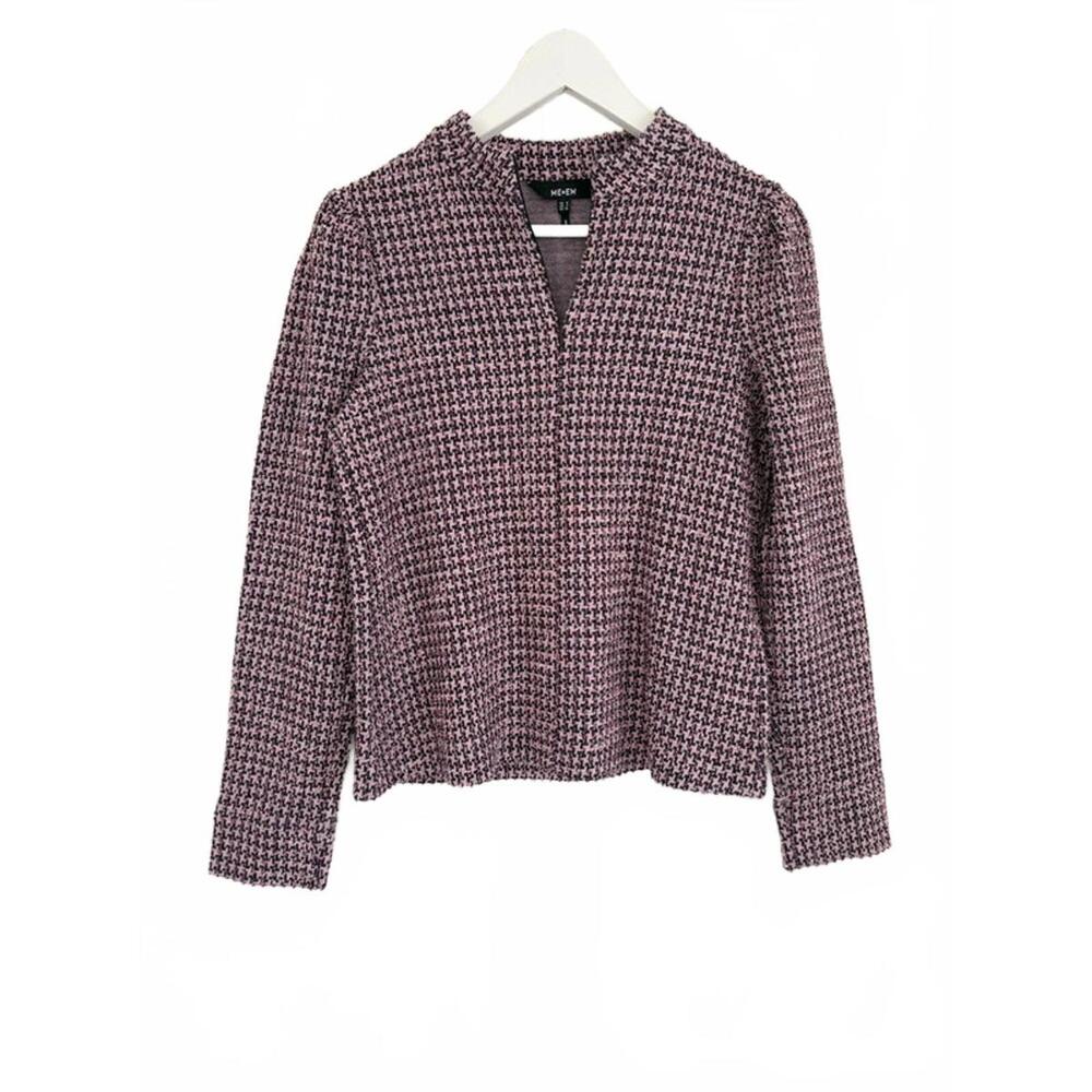 ME+EM Half Zip Knit Jumper • UK 8 • Pink & Black Tweed • Winter Cosy Layer